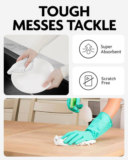 Fantasticlean Microfiber Cleaning Cloth Roll -90 Pack, Tear Away Microfiber Towels, 12" x 12", Reusable, Washable, Scratch Free, Ultra Absorbent Dish Rags for Car, Home, Garage or Shop (White)