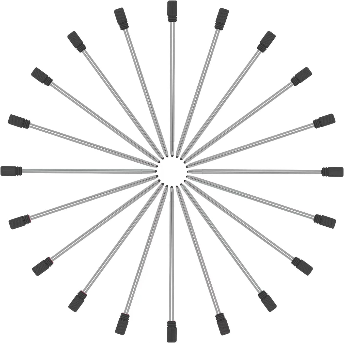 YOUMI Refill 2.75" (20pcs) replaceable ballpoint pen refill, Black ink 1mm midpoint metal refill (Black refill)