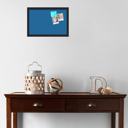 PinPix 18x12 Inch Cork Bulletin Board. This Decorative Framed Pin Board Comes with Navy Pastel Design and a Satin Black Frame. Ideal for Home Office Decor or Message Board (PinPix-1811)