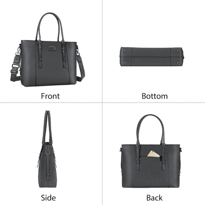 MOSISO PU Leather Laptop Tote Bag for Women, Waterproof Large Capacity Business Work Briefcase Shoulder Laptop Bag