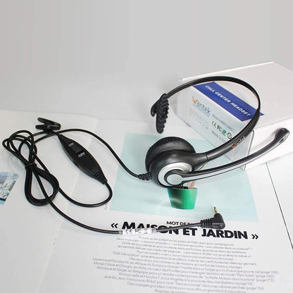 Phone Headset 2.5mm with Microphone, Noise Cancelling & Volume Controls, Telephone Headphone Compatible with Panasonic, Cisco, Polycom, Gigaset's 2.5mm Jack Phone Headset