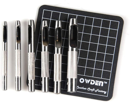 6 Pieces Hollow Hole Punch Set (1/8" - 5/16"),Leather Punch Tools, with A Free Cutting MAT