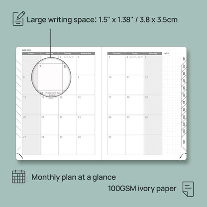 POPRUN Planner 2025-2026, (Medium 6.5'' x 8.5'' Hard Cover) Academic Calendar (July 25-June 26) Daily Weekly and Monthly Appointment Book with Hourly Time Slots, Monthly Tabs, 100 GSM - Light Pink