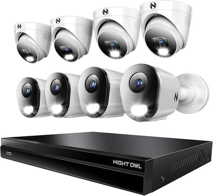 2-Way Audio 32 Channel 12MP NVR with 8TB HDD and 8 Wired IP 4K Deterrence Cameras - 4 Bullet 4 Dome
