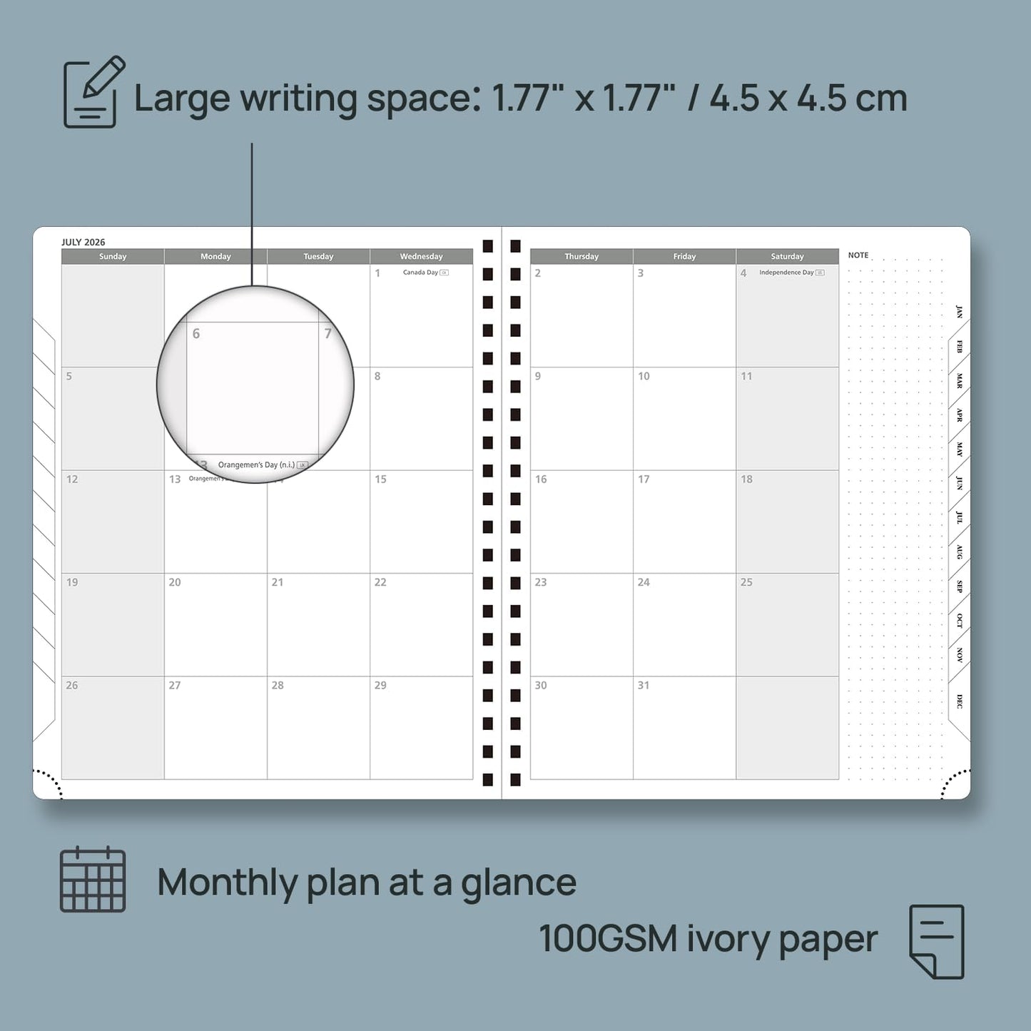 POPRUN 2026 Planner (Large - 8.5" x 10.5") with Hourly Schedule, Vertical Layout - 2026 Weekly Calendar (Jan. 2026 - Dec.2026) for Time Management, Monthly Tabs, Spiral Bound, Soft Cover - Night Sky Blue