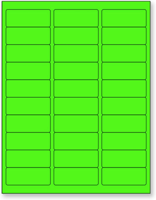 NextDayLabels - 8-1/2 x 11" Neon Color High Light Fluorescent Labels for Laser & Inkjet Printer (Green Fluorescent, 1" x 2-5/8" - 30 Per Page | 750 Labels)