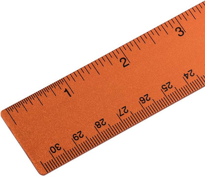 JAM PAPER Strong Aluminum Ruler - 12 Inch - Metal Ruler with Non-Skid Cork Backing - Orange Metallic - Sold Individually