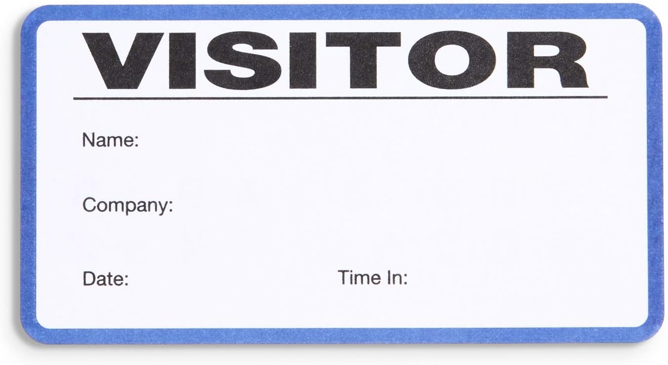 Blue Summit Supplies Visitor Badge Log Book with Duplicate Record, 250 Stickers per Pack, School Visitor Stickers, Guest Badge Book, Visitor Log Book