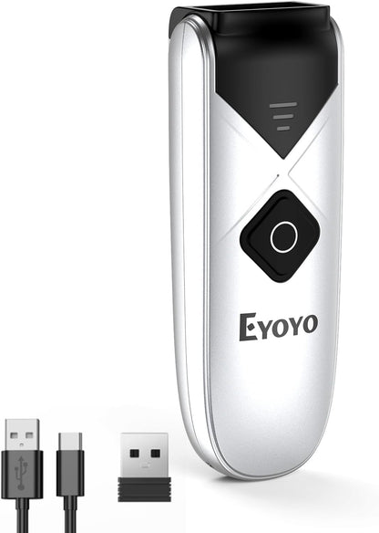 Eyoyo Bluetooth 2D&1D Barcode Scanner, Portable Wireless Mini but Powerful Barcode Reader with 2.4G Wireless&Bluetooth&USB Wired Connection, QR Code Scanner for Phone, Tablet PC