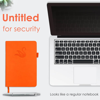 Elegant Password Book with Alphabetical Tabs - Hardcover Password Book for Internet Website Address Login - 5.2" x 7.6" Password Keeper and Organizer w/Notes Section & Back Pocket (Orange)