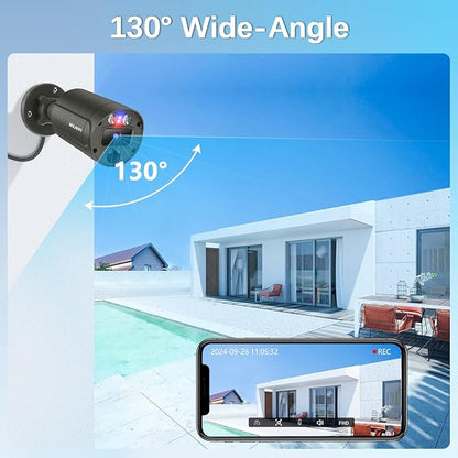 【2-Way Audio】 Outdoor Wired Security Camera System, Wired Cameras for Home Security, Home POE Video Surveillance Systems DVR Kits