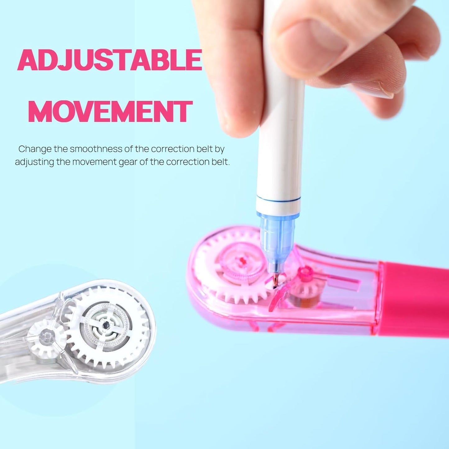 19.69ft Correction Tape Pen, 5-Count Pack, Dry Instantly, Stretch Resistant, not Easy to Break, as Smooth as Writing, Perfect for School, Office Supplies, Black White Red Yellow Blue