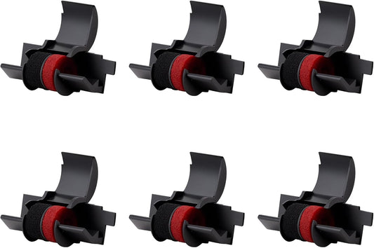 WEEMAY Compatible Calculator Ink Ribbon Replacement for IR-40T Black/Red Sharp EL-1750V EL-1801V, Canon P23-DHV CP13 MP-12D, Casio HR-100TM HR-170RC, Individually Sealed, 6 Pack