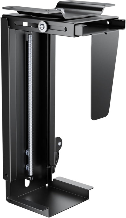 Adjustable Under Desk PC Mount, 3.5 to 8 Inch Wide Computer Tower Holder with Locking Handle,360 Degree Swivel Adjustable Height and Width, Black