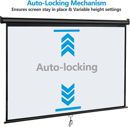 SUPER DEAL 80'' 16:9 HD Projection Screen Foldable Anti-Crease Portable Projector Movie Screen Manual Pull Down for Home Theater Presentation Education Outdoor Indoor Public Display, Black