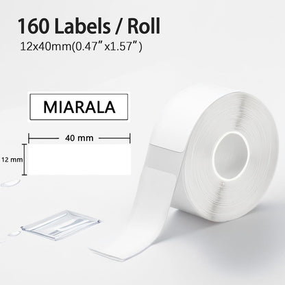 White D30 Label Tape, Label Maker Tape-12mm×40mm(0.47"x1.57") Sticker Thermal Paper Self-Adhesive for D30 Printer 3 Rolls
