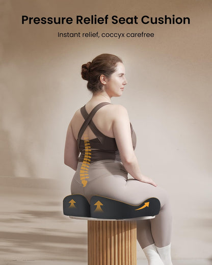 ProtoArc Extra Large Seat Cushions for Office Chairs, Ergonomic Memory Foam Seat Cushion for Home, Extra Cover, Car Seat Cushions for Driving, Pressure Relief Pad for Sciatica - Black