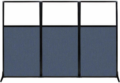Versare Workstation Partition | Portable Wall Divider | Modern Office Cubicle | Free Standing Privacy Screen | Flexible Work Space | 99" x 70" W/Window, Ocean Fabric Panels
