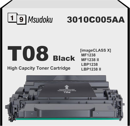 T08 T08L Black High Yield Toner Cartridge with New Chip (3010C005AA) Compatible with Canon imageCLASS X LBP1238 LBP1238 II MF1238 MF1238 II XLBP1238 XMF1238 Printers (1-Pack)