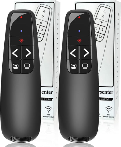 (2 Units) Wireless Presenter Remote, Clicker for Laptop PowerPoint Presentations Pointer, RF Computer Clicker for Presentations Remote, Slideshow/Smartboard/College/Classroom/PPT Clicker