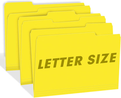 File Folder, RAZCC 100 Pack 1/3 Cut Tab File Folders Letter Size, Yellow, Folders with Tab, Great for Organizing and Easy File Storage