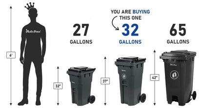 32 Gallon Trash Can with Wheels Rollout, Commercial Outdoor Trash Can Heavy-Duty Outside Garbage Can with Wheels, Gray 2 Pack