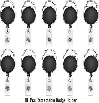 selizo 10pcs Retractable Badge Holders Retractable ID Badge Clips Badge Reels Retractable with Carabiner Reel Clip
