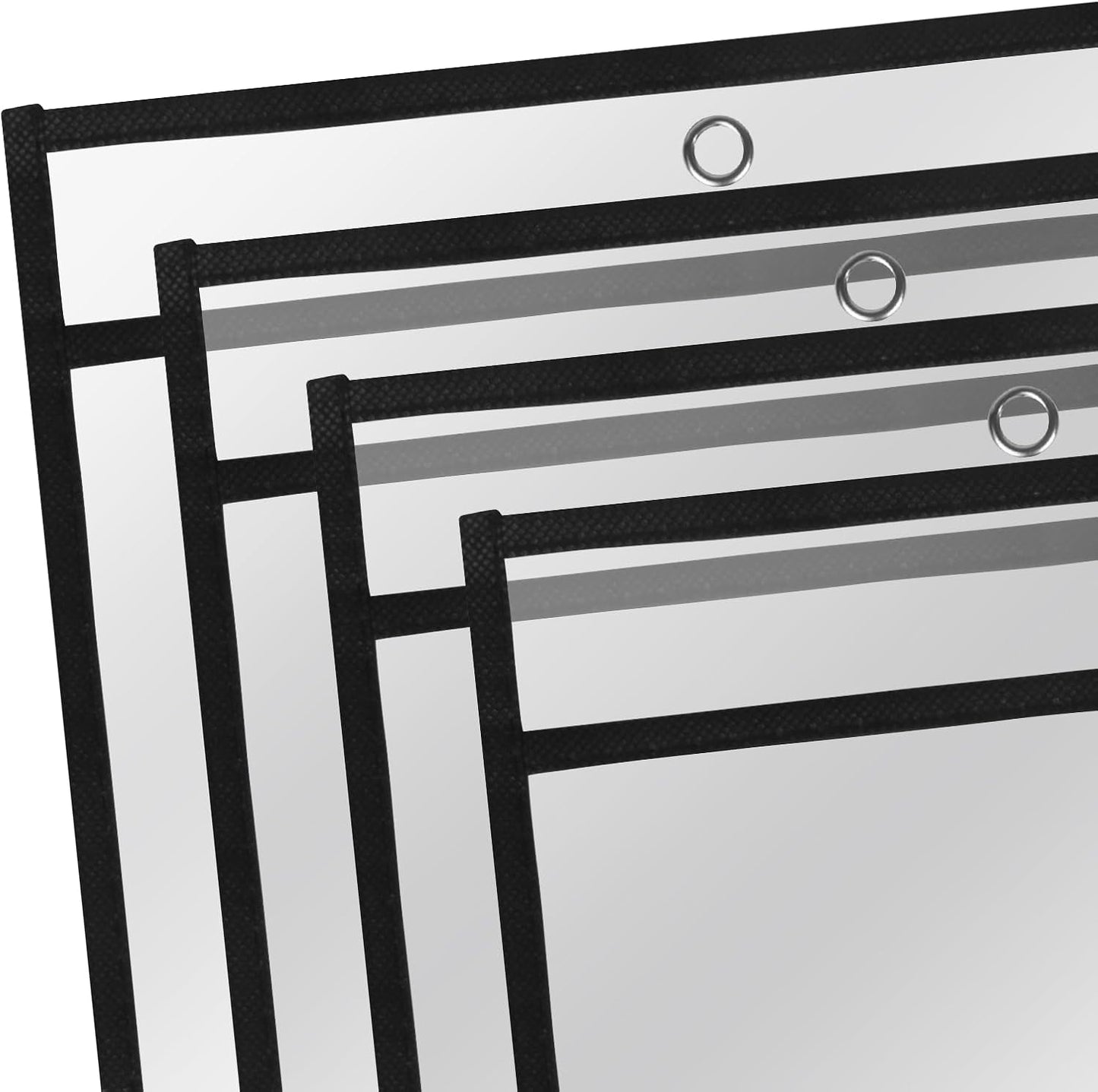 Heavy Duty Dry Erase Pockets 9x12, Job Ticket Holders 50 Pack Plastic Paper Sleeves Sheet Protectors 8.5 x 11 Clear Document Sleeves for Shop Office Classroom Home, Black