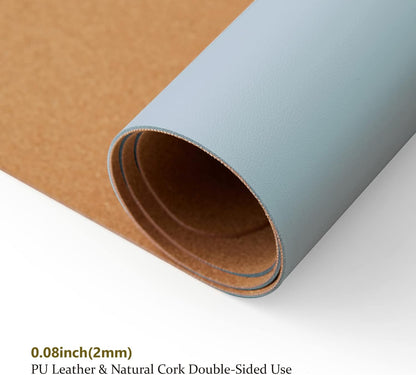 Cork Desk Mat - Dual-Sided Desk Pad for Office and Home - Desk Organization and Accessories - Ideal for Large Mouse Pad and Desk Mats on Top of Desks(Light Blue,80cmx 40cm)
