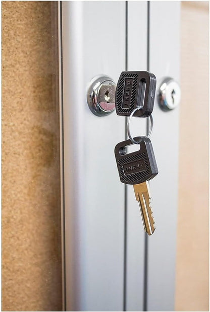 Ghent 48"x 96" 3-Door indoor Enclosed Bulletin Board, Shatter Resistant, with Lock, Satin Aluminum Frame - Natural Cork (PA34896K)-Made in USA