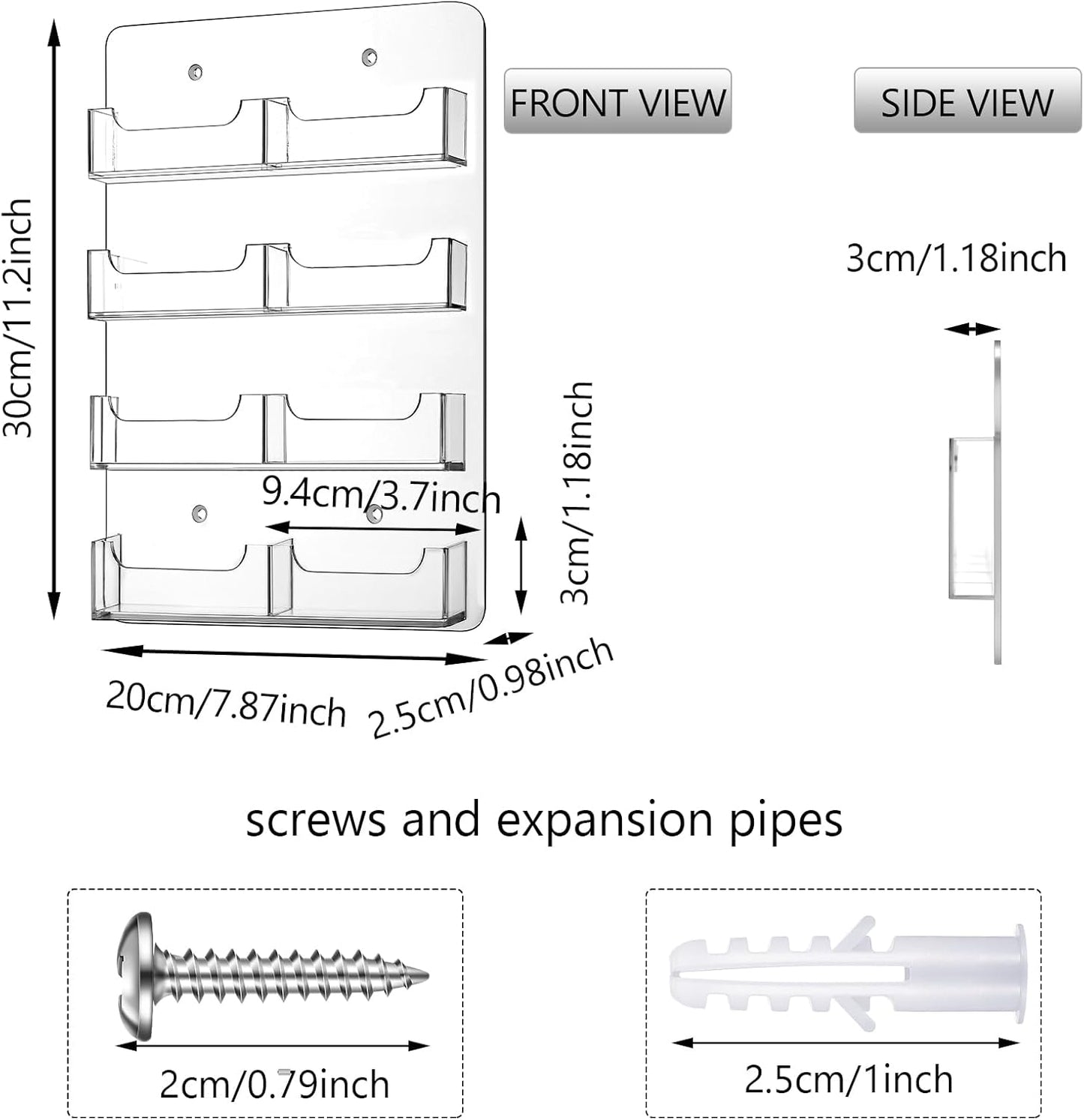 Hillban Acrylic Business Card Holder Wall Mount Clear Sticker Display Rack Multiple Card Holders Clear Acrylic Organizing Sticker Display Stand Pre Drilled(8 Pockets)