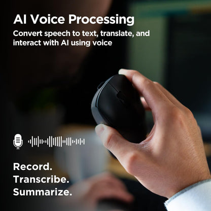 Virtusx AI Mouse, Jethro V1 – AI Voice & Audio Recorder, Note Taking Mouse for Computer & Laptop with Centralized AI Software, AI Writing Tools, Voice Typing, Transcribe, Translate & Summarize