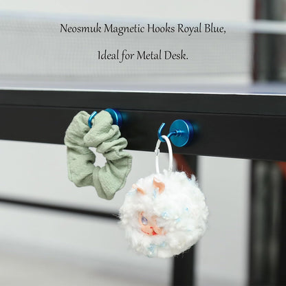 Neosmuk Magnetic Hooks Heavy Duty,Strong Magnet with Hook for Fridge, Super Neodymium Extra Strength Industrial Hooks for Hanging, Magnetic Hanger for Toolbox, Cruise, Grill(RoyalBlue,4 Pack)