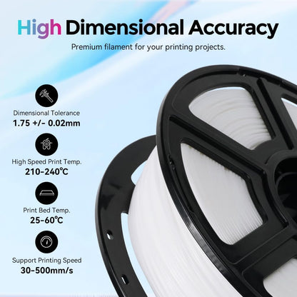 FLASHFORGE Rapid PLA Filament 1.75mm, High Flow Speedy 3D Printer Filament, Experience Exceptional Performance with 500mm/s High-Speed Printing, Neatly Wound & Top-Notch Filament (White)