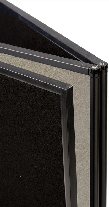 3-Panel Tabletop Display Board, 54 x 30 - Black and Gray Hook & Loop-Receptive Fabric, for Exhibitions and Trade Shows