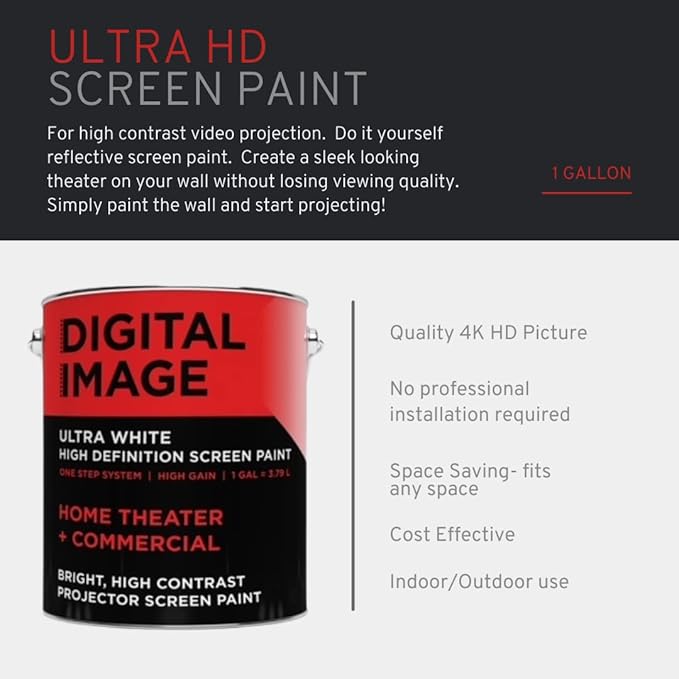 Projector Screen Paint - High Definition, 4K/8K, Ultra White - Quart