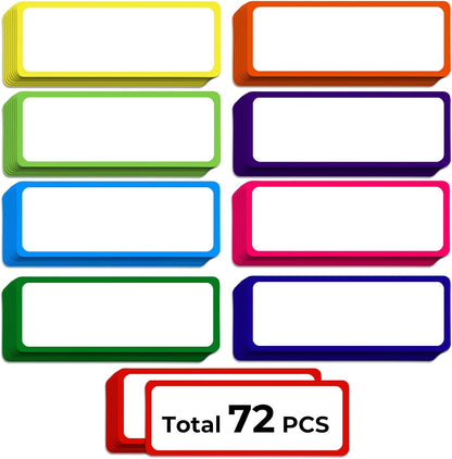Utron 72PCS Magnetic Dry Erase Labels, 3.2"x1.2" Reusable Colorful Name Plates, Waterproof Magnetic Label Stickers for Home, Office, School, Refrigerator, Locker, White Board (9 Colors)