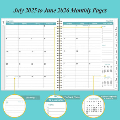2025-2026 Appointment Book & Planner - 8.5" x 11" Daily Hourly Planner 2025 from July 2025 - June 2026, Weekly Appointment Book with 30-Minute Interval, Teal Flowers
