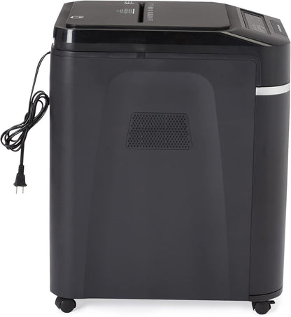 Amazon Basics 200-Sheet Auto Feed Cross Cut Paper Shredder with Pullout Basket, Black