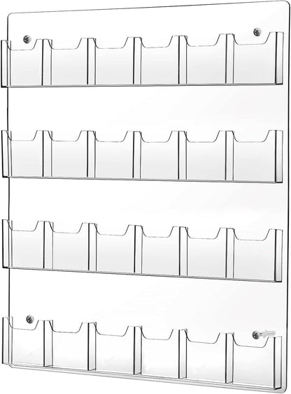Weysat Acrylic Brochure Pamphlet Holder Brochure Display Stand Business Tri Fold Multi Slot Holder Rack Wall Mount Clear Pocket Space Saver for Flyer Literature Menu Advertise(1 Piece)