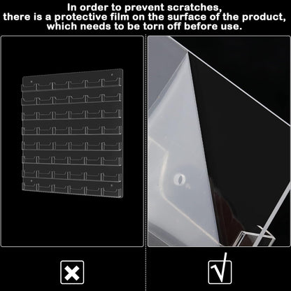 Hillban Acrylic Business Card Holder Wall Mount Clear Sticker Display Rack Multiple Card Holders Clear Acrylic Organizing Sticker Display Stand Pre Drilled(48 Pockets)