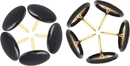 Piutouyar 300Pcs Black Decorative Flat Push Pin, Plastic Roundness Head Thumbtack, Black Thumb Tacks for Wall, Map, Cork Board, 3/8 Inch