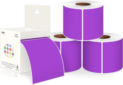 PARLAIM 3 X 5 Inch 4Rolls/1000 Per Roll Rectangle Inventory Color Coding Labels,Roll Square Label Stickers for Home (Purple)