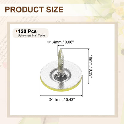 uxcell 120Pcs Push Pins, 11mmx10mm Round Flat Head Decorative Thumb Tacks Upholstery Tacks for Cork Board Office Wall Hangings, Light Yellow