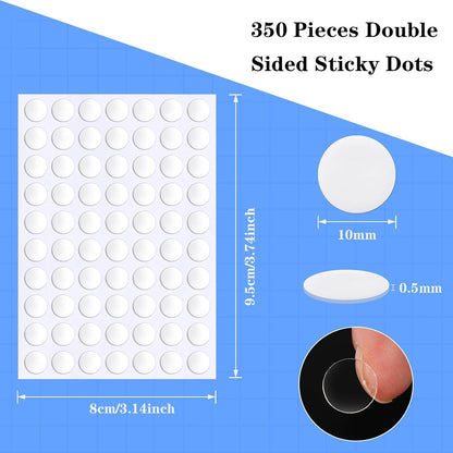 JUNEBRUSHS 350 Pieces Double Sided Sticky Dots, Sticky Tack for Wall Hanging Removable Poster Putty Clear Round Putty No Trace Adhesive Sticky Putty for Balloon Craft DIY Art Office Supplies (10 mm)