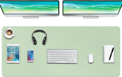 Boutilon Leather Desk Pad Protector,Non-Slip Mouse Pad,Laptop Desk Pad,Office Mouse Mat,Waterproof Leather Desk Blotter,Desk Writing Pad for Office and Home (XXXL-Green,47"x 24")