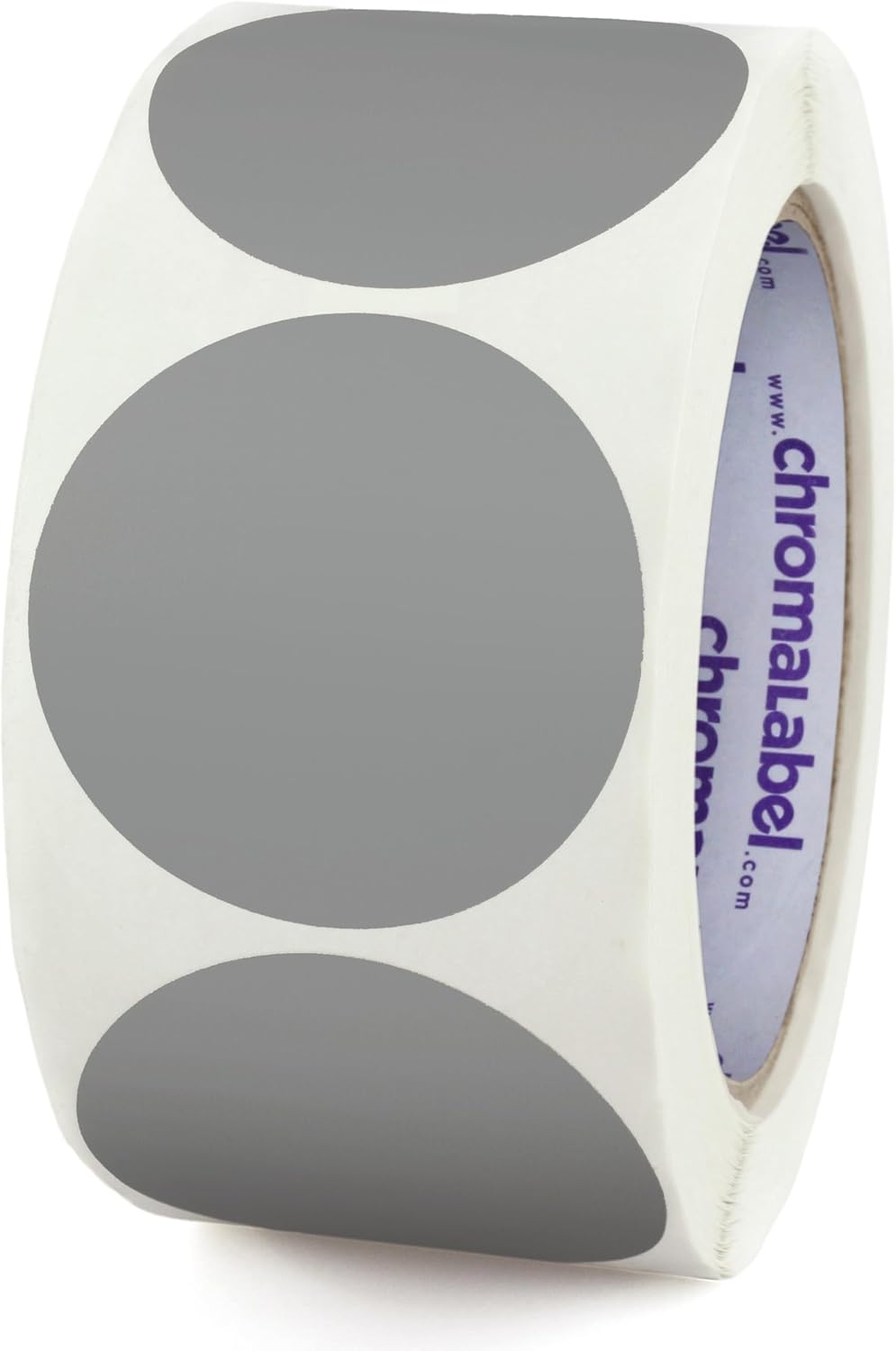 ChromaLabel 2 Inch Round Label Permanent Color Code Dot Stickers, 500 Labels per Roll, Gray