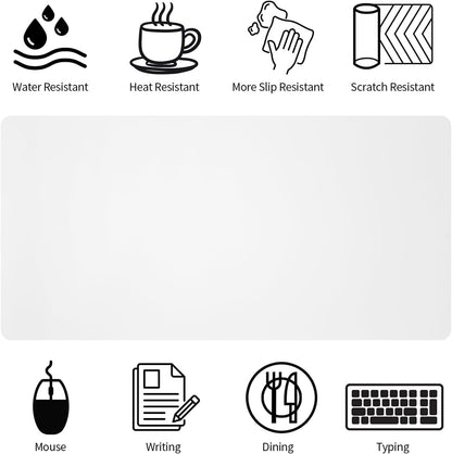 Bloss White Desk Mat, Mouse Pad, Waterproof Leather Desk Pad, Desk Matt for Desktop, Non-Slip Ccomputer Desk Protecor Mat for Office/Home/Decor(27.6 x 13.8 Inches)