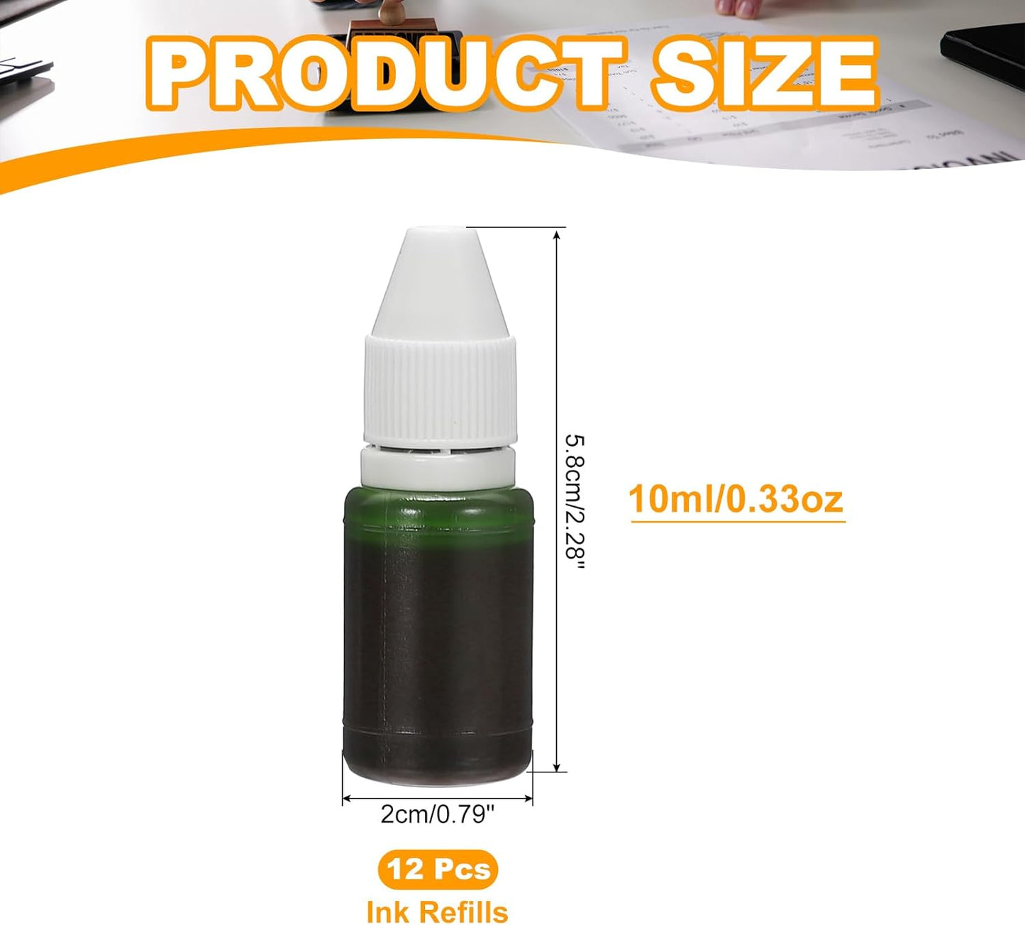 PATIKIL 0.33oz Refill Ink for Stamps and Ink Pads, 12Pcs 10ml Stamp Pad Ink Refill for Office Stamp Self Inking Stamp Date Stamp Scrapbooking, Grass Green