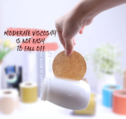 PARLAIM 3 X 3 inch Color Code Dot Stickers, 500pcs 3" Natural Brown Kraft Paper Round Color Coding Circle Labels per Roll in Dispenser Box for Inventory Storage Box